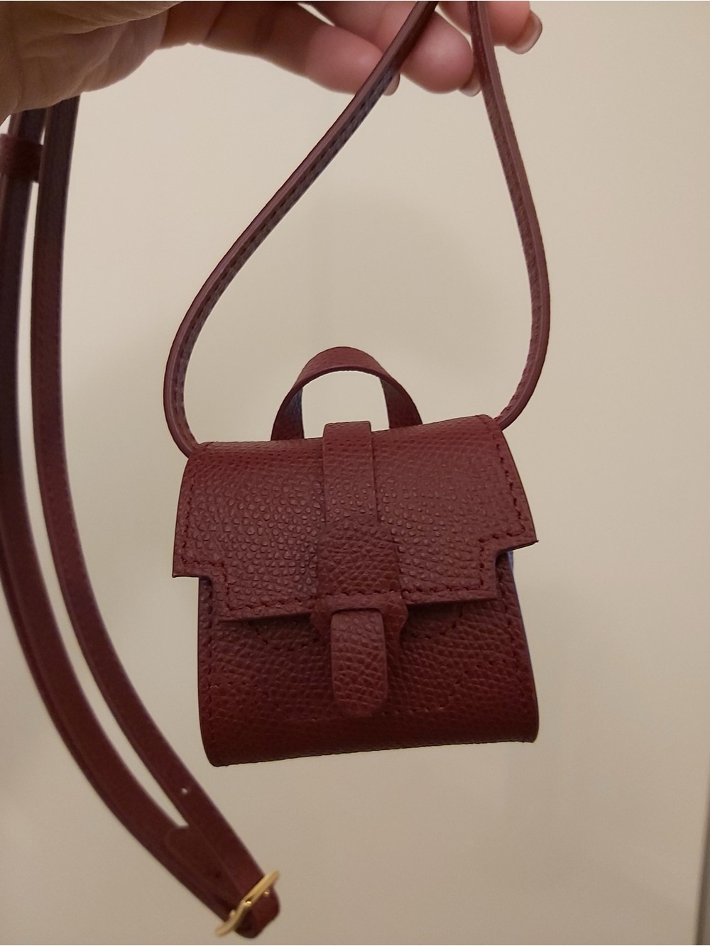 NWT Senreve Milli Maestra Pebbled Merlot Tiny Crossbody Bag Keyring Charm Belt